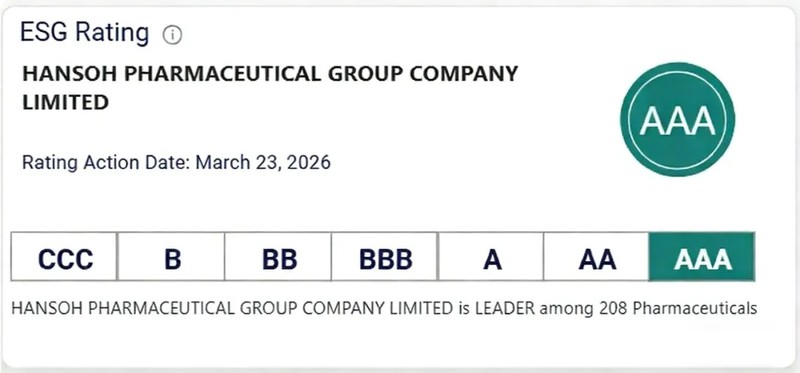 国际权威机构最新发布;翰森制药MSCI ESG评级成功跃升AAA级,行业影响力进一步扩大。 企业服务